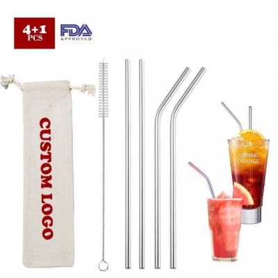 Eco Case Metal Set Boba Crystal Stainless Steel Straw With Cleaning Brush